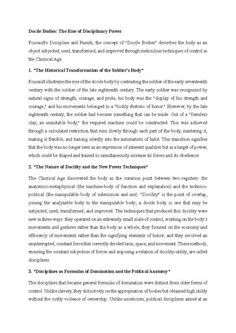 Foucault's Discipline and Punish: The Rise of Docile Bodies - Studocu