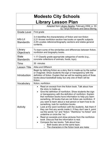 Image result for Library Lesson Plan Examples
