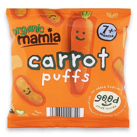 Organic Mamia Carrot Puffs for Babies, 7+months, 20gms