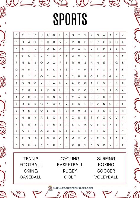 🏅 Free Sport Word Search Printables to Download in PDF