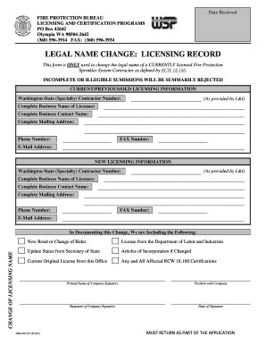 Fillable Online wsp wa Change of Legal Licensing Name. Washington State ...