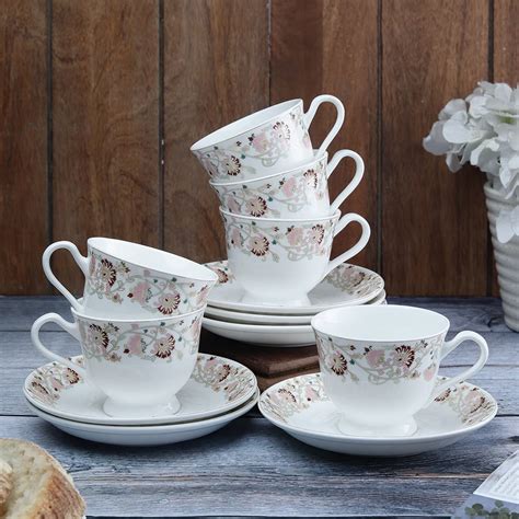 Clay Craft New Georgian Series Fine Ceramic Cup&Saucer Set of 12 (6 ...