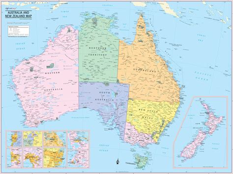Australia and New Zealand Map Wall Poster - Etsy