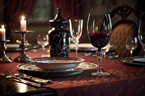 Fancy Dinner Table Side View