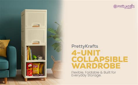 PrettyKrafts 4-Unit Collapsible Wardrobe with Magnetic Lock | Foldable ...