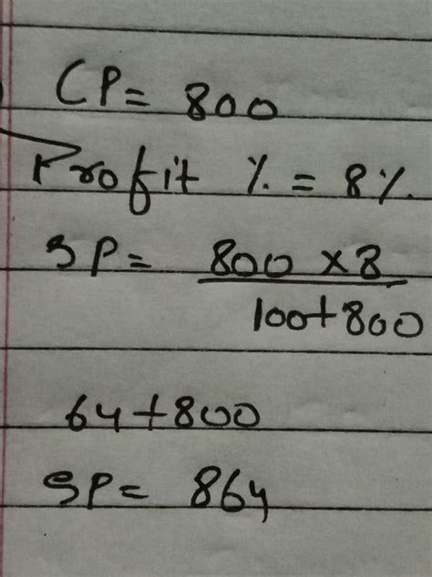 Sakshi pays 8% sales tax on article marked Rs 800. The SP of the ...