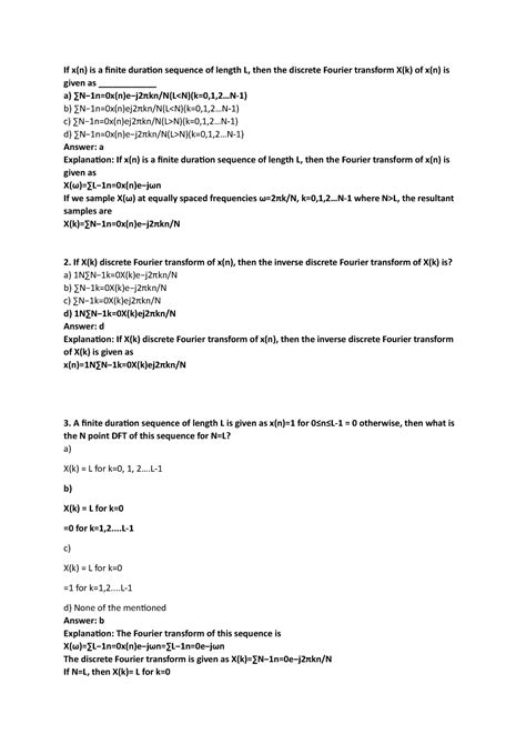 Dft1 - Digital signal processing - If x(n) is a finite duration ...