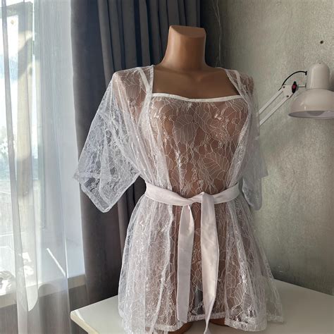 See Through Nightie, White Soft Mesh Sheer Nightgown, Bridle Style ...