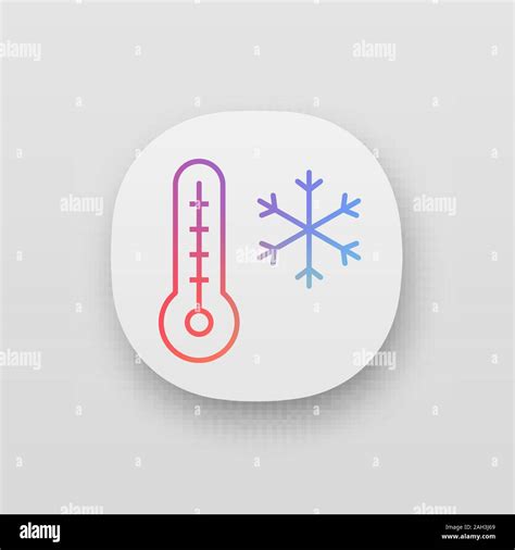 Winter temperature app icon. UI/UX user interface. Frosty and cold ...
