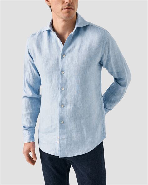Blue Linen Twill Shirt - Eton