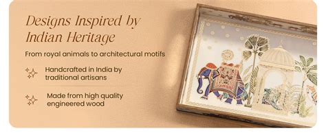 HomeShastra® Wooden Serving Tray with Gold Engraving | Set of 1 | Size ...