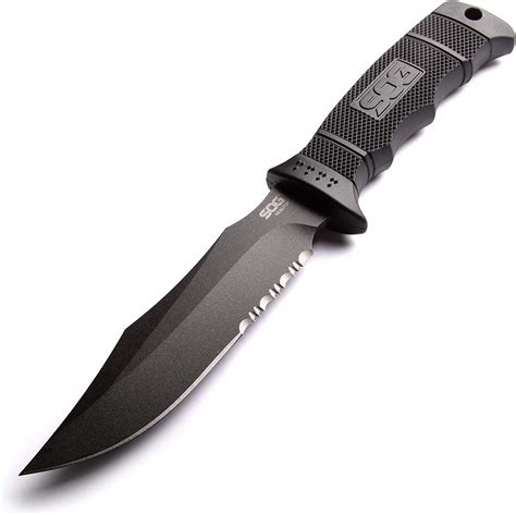 SOG SEAL Pup Fixed Blade M37N-CP, Black Powder Coated 4.75" AUS-8 Blade ...
