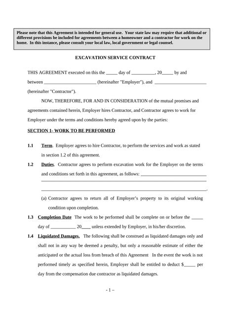 excavation contract template Doc Template | pdfFiller