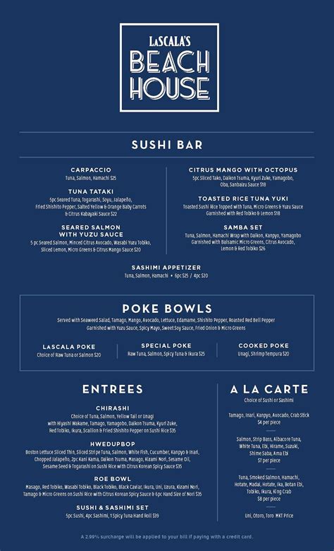 Menu at LaScala's Beach House pub & bar, Brigantine