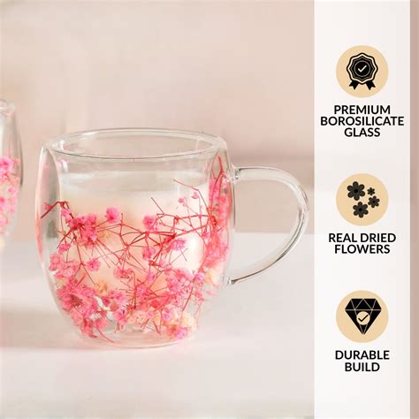 Cherry Blossom Double Walled Coffee Mug Set Of 2 250ml Online - Premium ...