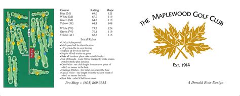 The Maplewood Golf Club Scorecard
