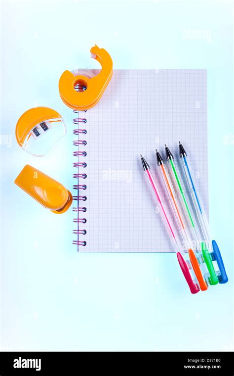 Office and student accessories, Notepad Stock Photo - Alamy