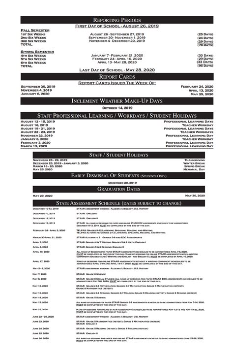 Milam Elementary - School District Instructional Calendar - Mcallen Isd ...