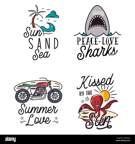 Summer badges set with different quotes and sayings - Kissed By the Sun ...