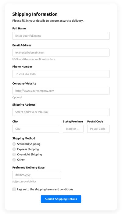 Image result for Shipping Order Form