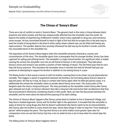 The Climax of ‘Sonny’s Blues’ Analysis Free Essay Example 711 words ...