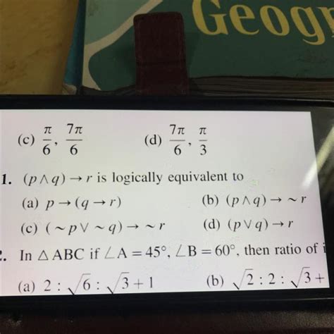 (p^q)→r is logically equivalent to - Brainly.in