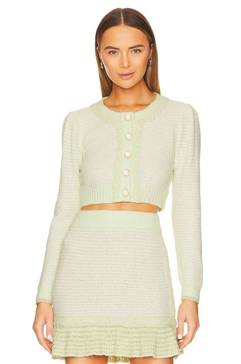 LoveShackFancy Twain Crop Cardigan in Pistachio | REVOLVE