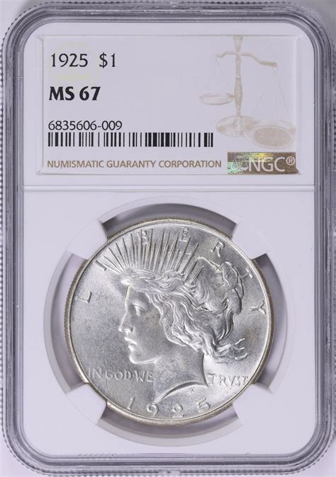 1925 Peace Silver Dollar NGC MS-67 (Item 1829957) | GreatCollections ...