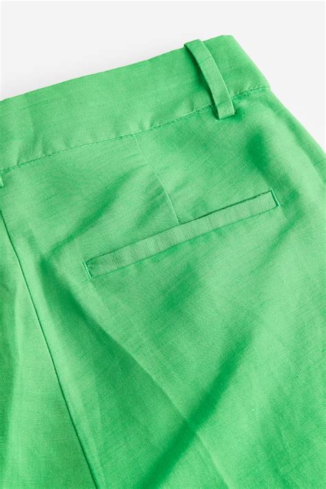 Women's Green Wide linen-blend trousers | H&M IN