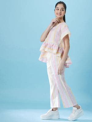 Shop Girls Striped Top with Trousers (s-multilurex) Online