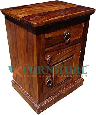 GHROYAL Sheesham Wood Bedside End Table with 2 Drawers and Open Shelf ...