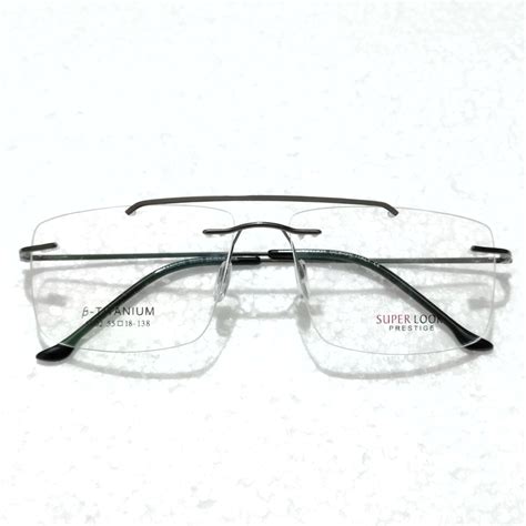 Grey Large Rectangle Rimless Glasses Frameless Specs For Single Vison ...