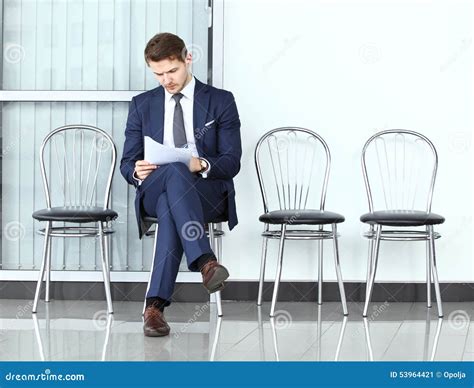 Ready for Interview. Thoughtful Man in Formalwear Holding Paper Stock ...