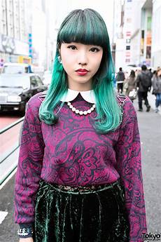 Hair Clothes Style by Chipa S Green Hair Velvet Skirt Tokyo Boppers In Harajuku Hair Clothes Style