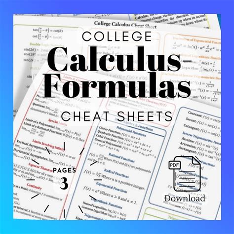 Image result for Calculus Formulas Laminated Sheet