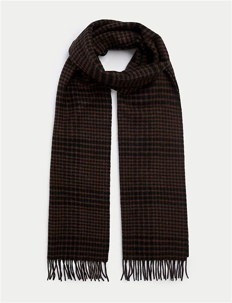 Buy Merino Wool Checked Scarf at Marks & Spencer