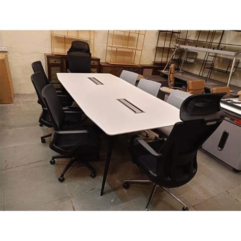Rent Brown Wooden Top 6 Metal Leg Conference Table (8 Feet)