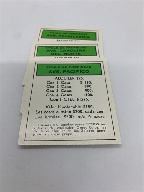 Monopoly Replacement Cards En Espanol Spanish Title Deed Cards ...