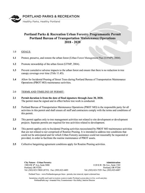 Fillable Online Portland Parks & Recreation Urban Forestry Programmatic ...