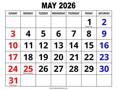 2026 May Month Calendar - Printable Calendar