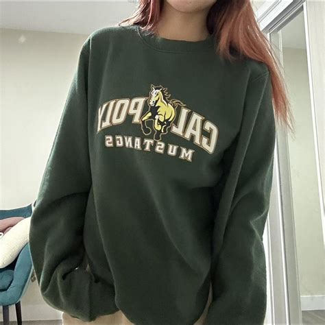 Cal Poly Slo sweatshirt crewneck in green size XS... - Depop