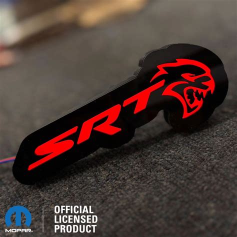SRT® Hellcat® LED Illuminated Badge - RGB - Grille or Body Mount - Off – Atomic Car Concepts