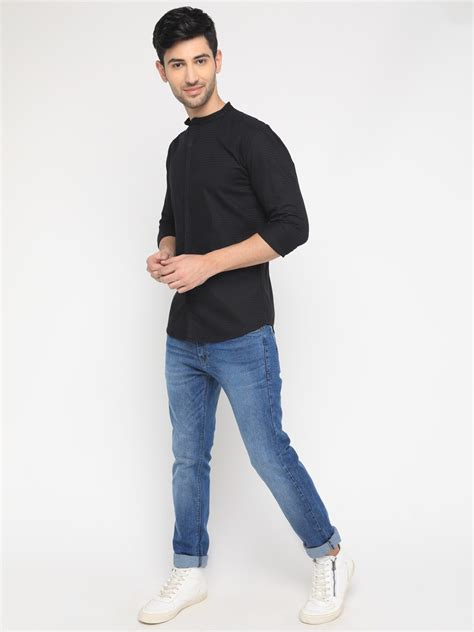 Buy Black WITH Striped Shirt | AJIO