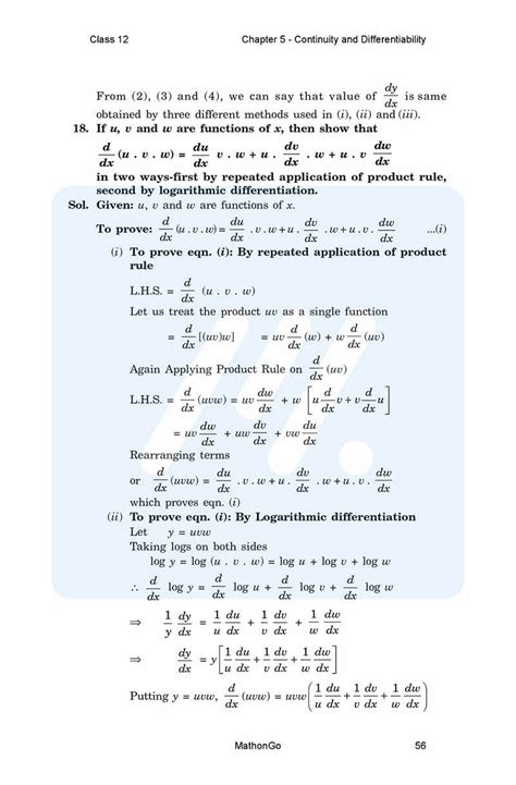 Class 12 Maths Continuity and Defferential Exercise 5.2 的图像结果