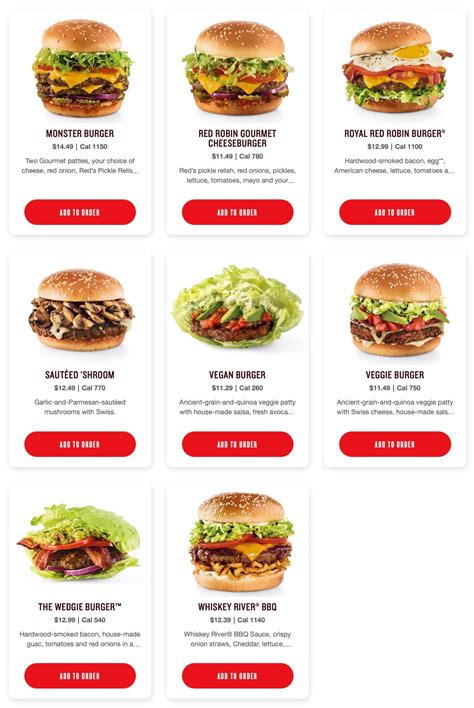 Red Robin Menu 2022