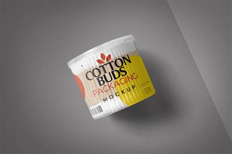 Cotton Buds Packaging Mockup with Floating Display | ZippyPixels