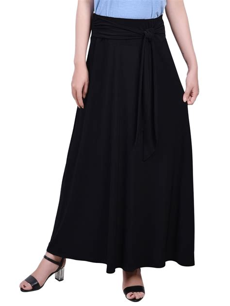 NY Collection Women's Petite Maxi Skirt With Sash Waist Tie - Walmart.com