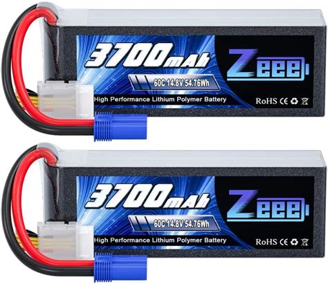 Zeee 4S Lipo Battery 3700mAh 60C 14.8V Soft Case Battery with EC5 Plug ...