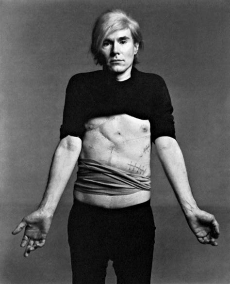 Andy Warhol by Richard Avedon 1987. Here Warhol shows off the scars from when he was shot in ...