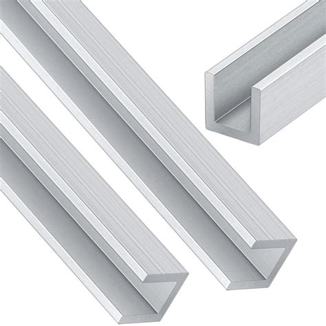 Yaocom 2 Pcs 4 ft 1/4" U Channel Aluminum 1/16" Walls x 3/8" High x 3/8 ...